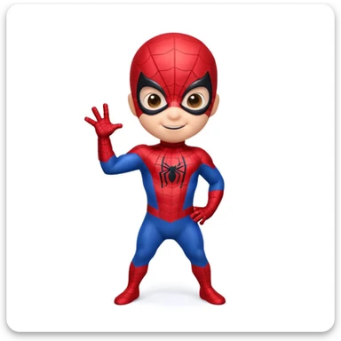 A 3d small funny baby spiderman superhero in stand pose sticker