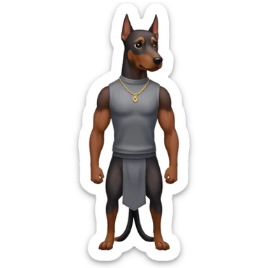 Doberman with clothes on sticker
