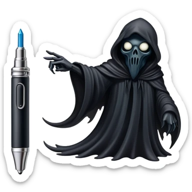 Dementor from the shadow realm next to a thx cartridge dab pen  sticker
