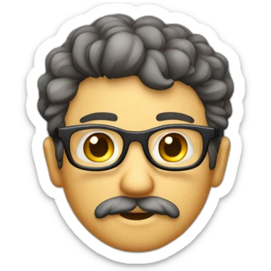 homem cor pardo barba baixa com oculos cabelo encaracolado sticker