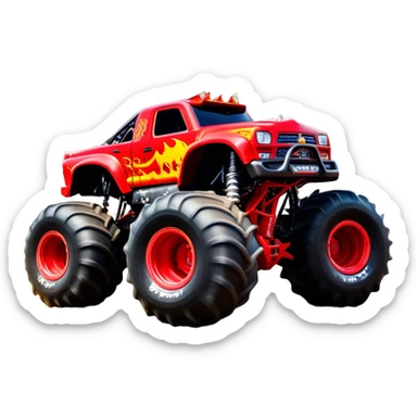 El Toro Loco - Monster Jam (Model Year: 2022) (Iconic colour: Red with horns) - An eye-catching monster truck with a wild, rebellious design in bold red. Include stylized, large horn graphics and aggressive facial elements that evoke a bull-like, ferocious appearance, exuding daring and unstoppable force. sticker