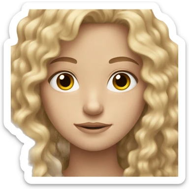 White pale Teen with brown blonde long curly hair and brown eyes  sticker
