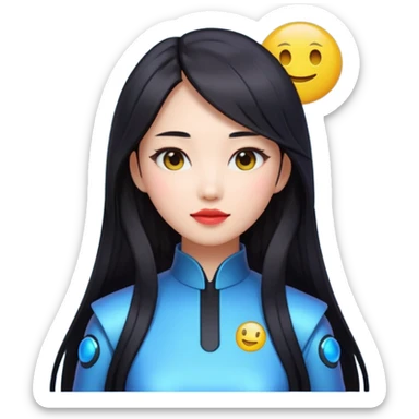 chinese babe ai robot long dark hair emoji sticker