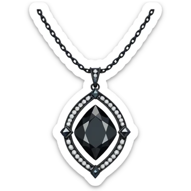 Realistic detailed black luxury necklace made from black diamond sticker