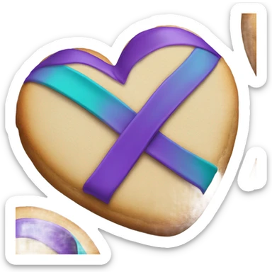 Cookie heart with purple teal awareness support ribbon sticker