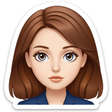 Beautiful Girl with brown hair super expensive star eyes elegant cartoon style navy blue  sticker