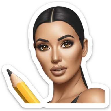 Hyper-realistic pencil painting of kim kardashian sultry making butter sticker