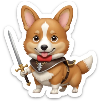 corgi with sword strapped to his front sticker