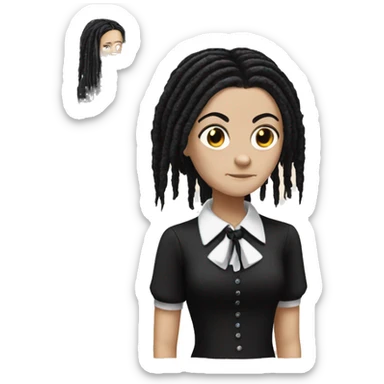 Wednesday Addams, dreadlocks hairstyle sticker