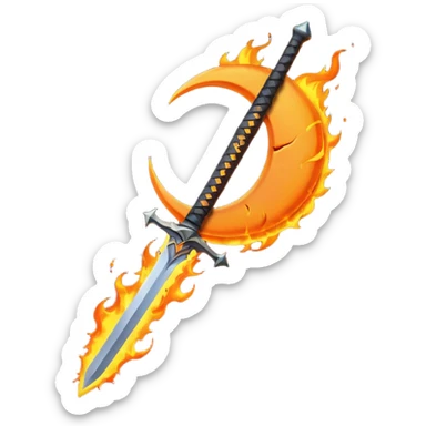 sword fire moon sticker