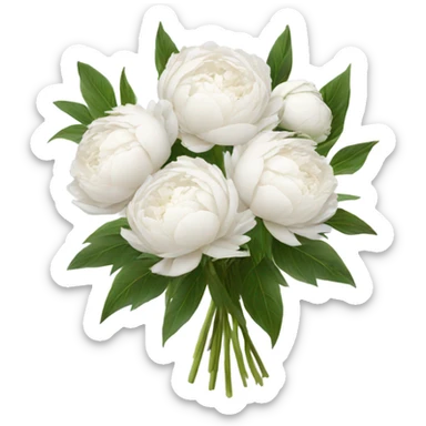 White peonies bouquet  sticker