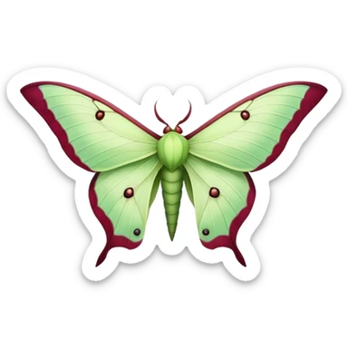 luna moth Burgundy sticker