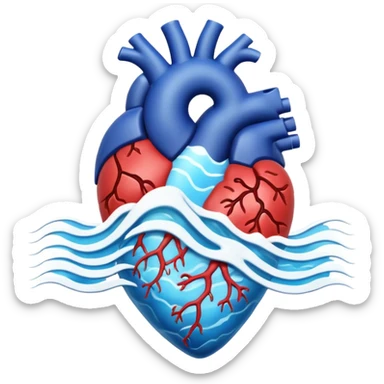 Anatomical heart made of ocean waves sticker