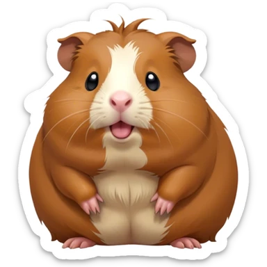Cinematic Cute Yawning Brown Guinea Pig Portrait Emoji, Head tilted slightly with a dramatic, wide-open yawn, revealing a soft brown coat and tiny, droopy ears, round dark eyes barely open in drowsy contentment, Simplified yet irresistibly adorable features, highly detailed, glowing with a soft, cozy glow, high shine, relaxed yet expressive, stylized with a touch of whimsy, bright and endearing, soft glowing outline, capturing the essence of a sleepy yet affectionate guinea pig, so drowsy it feels like it could stretch out of the screen and curl up for a nap! sticker