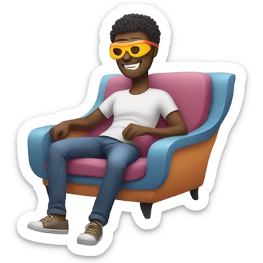 A cartoon with a mask on, relaxing  sticker