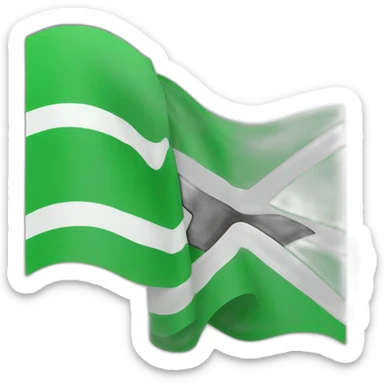 A flag consisting of a green line above a white line with three stars in the middle and a black line at the bottom sticker