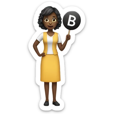 Woman holding 4B sign sticker