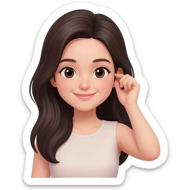 Girl tucking her hair behind her ears emoji sticker sticker
