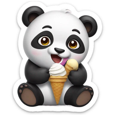 Panda eating ice cream sticker