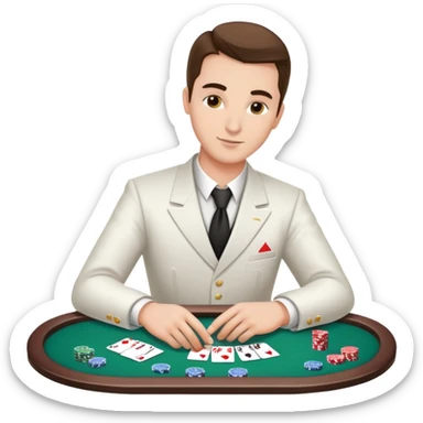 Casino croupier in formal uniform dealing cards at a poker table sticker