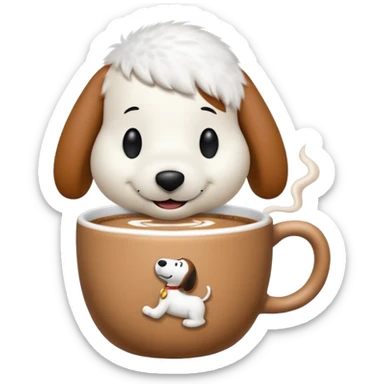 Snoopy sipping chai with a smile sticker