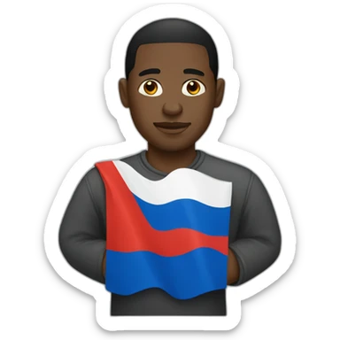 A black man with a Russian flag sticker