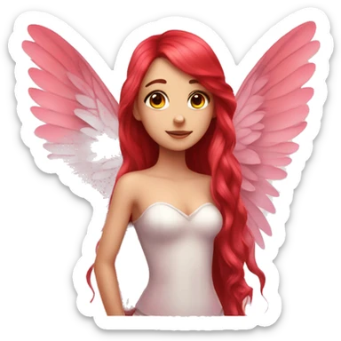 big wings, rose, Beautiful, fairy, red, long hair sticker