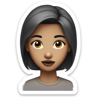 do me a avatar with dark eyes, dark hair, a big lips and a pretty fac sticker
