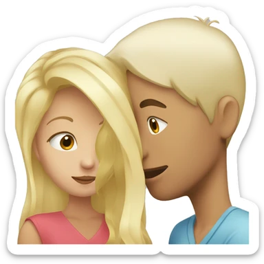 Blond woman kissing an Asian man  sticker