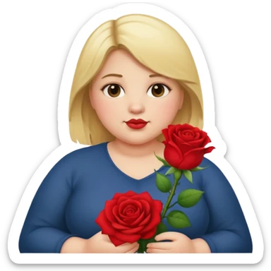 ash Trevino is a fat girl with blonde hair and has a rose in her hand , really fat sticker