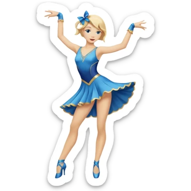 blue jazz style dance costume on blonde full body sticker