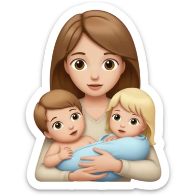 brown hair girl with blonde baby sticker