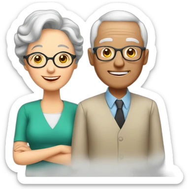 Seniors together with older lady teacher sticker