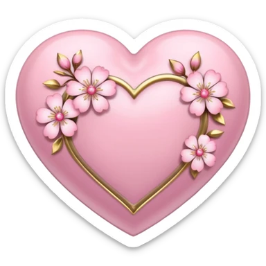heart with sakura flowers and very prominent gold and silver accents sticker