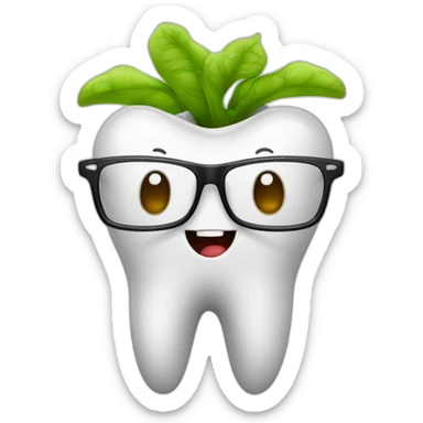 Premolar tooth wit eyeglasses and caries in root sticker