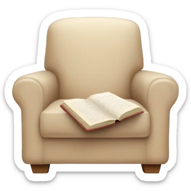 Simple Beige Armchair with blanket and open book on it sticker