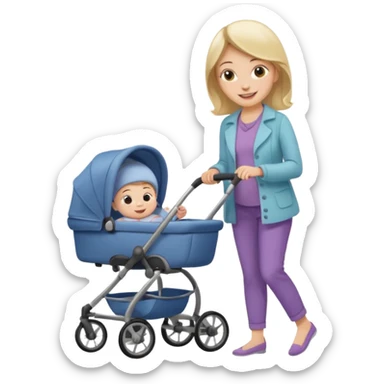 lady shopping with baby sticker