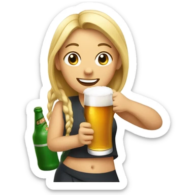 Lady drinking a beer  sticker