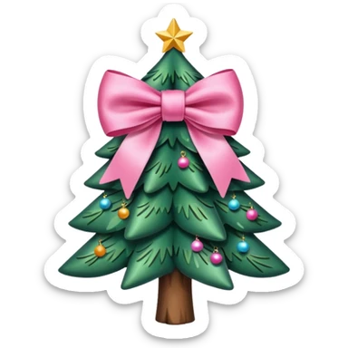 Pink bow christmas tree sticker