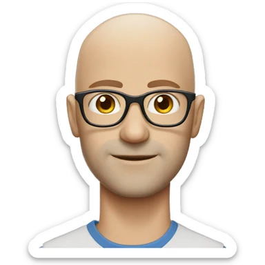 a bald man with blue eyes wearing glasses in naturo clothes sticker