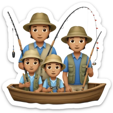 Father and sons fishing on a boat sticker
