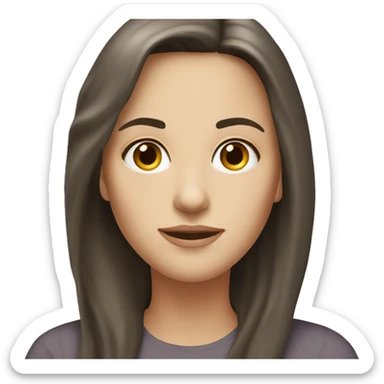 white woman, dark long brown hair, full body, hazel eyes sticker