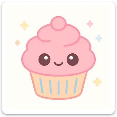 vibrant and cute cupcake with pink icing sticker