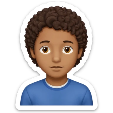 Menino de pele morena de olho castanho meio preto e cabelo cacheados mais nem tanto sticker