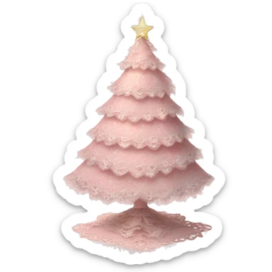 vintage rococo light pink christmas tree with lace and frills sticker