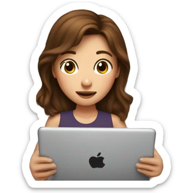 Girl with brown hair watching iPad in bed sticker