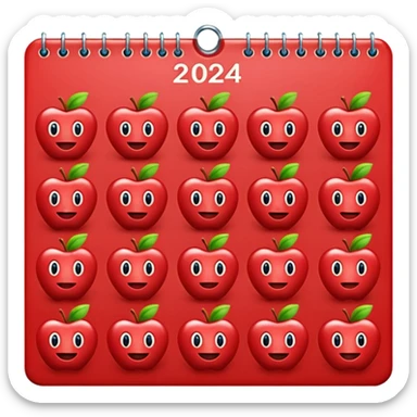 apple emoji style calendar showing only 2024 in big numbers, no month or day sticker