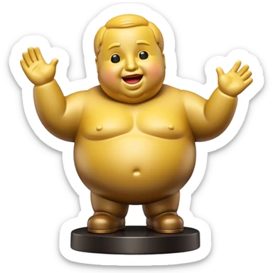 Cinematic Realistic Botero Sculpture Pop Culture Emoji, featuring an exaggerated, whimsical portrayal inspired by the famed sculptor rendered with dynamic textures and vibrant, artistic lighting. sticker