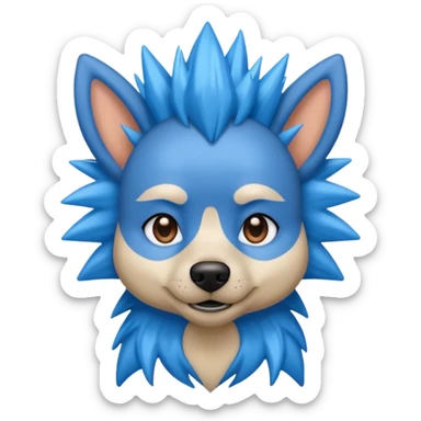 blue very spiky haired dog with earrings sticker
