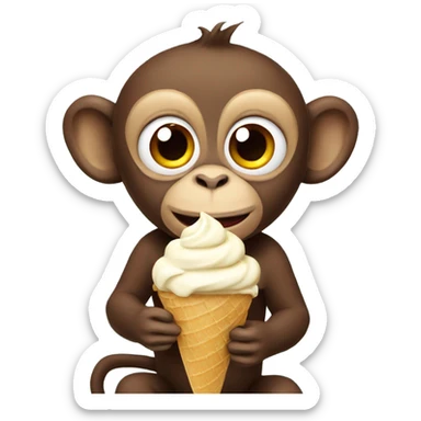 Monkey eating ice cream sticker